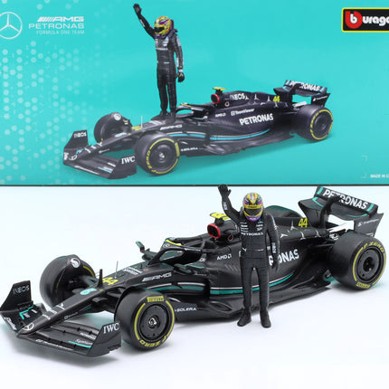 Mercedes AMG Petronas F1 Team Burago Lewis Hamilton 1/24 Scale Model Racing Car With Figure